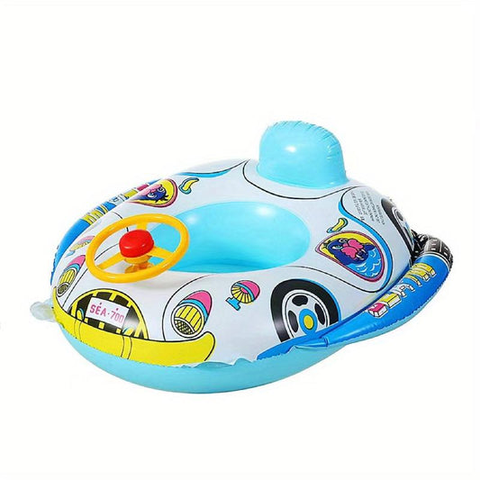 Kids Inflatable Pool Float with Steering Wheel & Horn for Toddlers Age 1-4