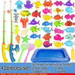 Kids Magnetic Fishing Toys Set Inflatable Pool with Air Pump
