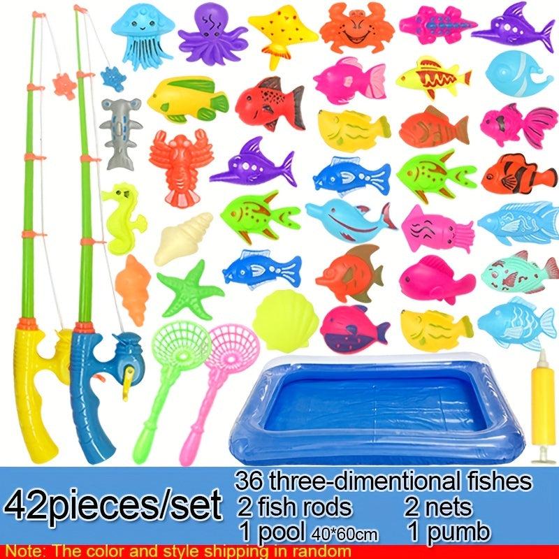 Kids Magnetic Fishing Toys Set Inflatable Pool with Air Pump