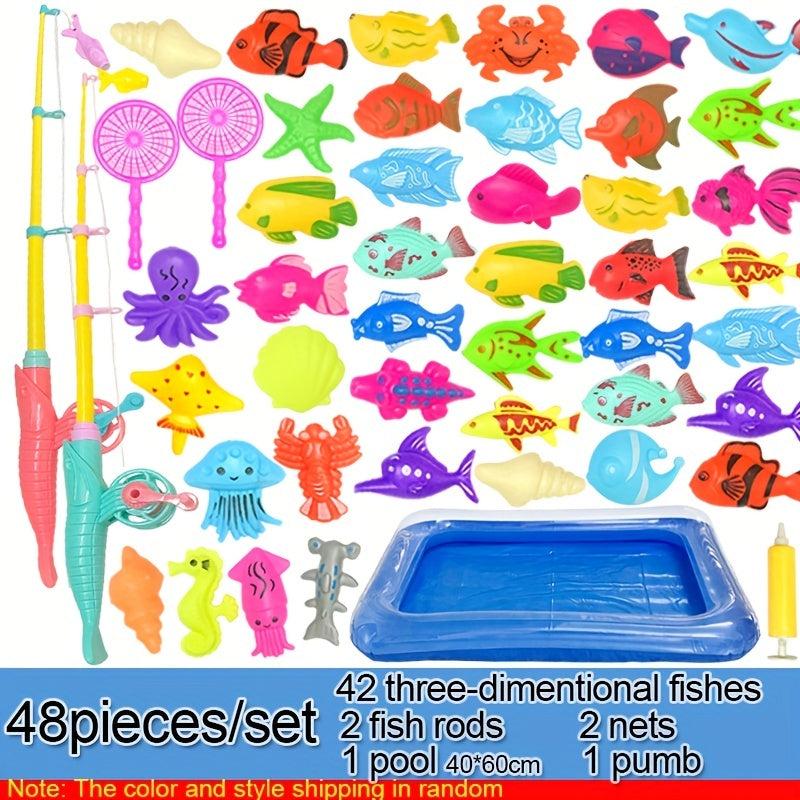 Kids Magnetic Fishing Toys Set Inflatable Pool with Air Pump