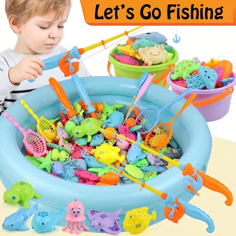 Kids Magnetic Fishing Toys Set Inflatable Pool with Air Pump