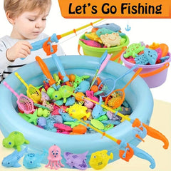 Kids Magnetic Fishing Toys Set Inflatable Pool with Air Pump