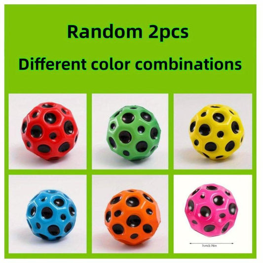 2pcs PU High Elastic Moon Children's Indoor And Outdoor Racket Ball Elastic Ball
