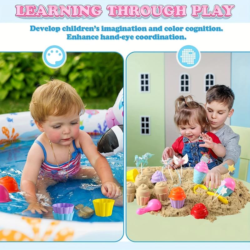 Kids Beach Toys Set Sand Bucket Shovels Collapsible Sand Toys with Bag