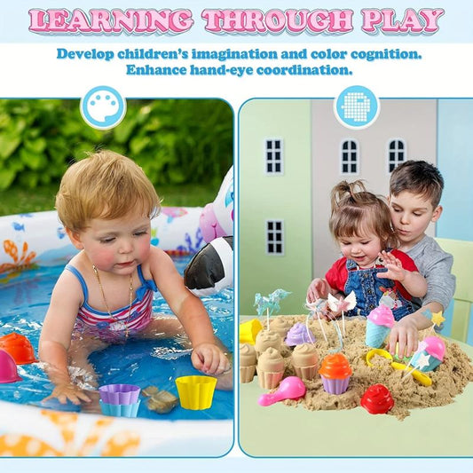 Kids Beach Toys Set Sand Bucket Shovels Collapsible Sand Toys with Bag