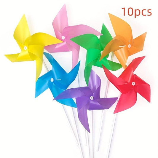 Colorful Windmill Toy for Outdoor Garden Decoration - Pack of 10
