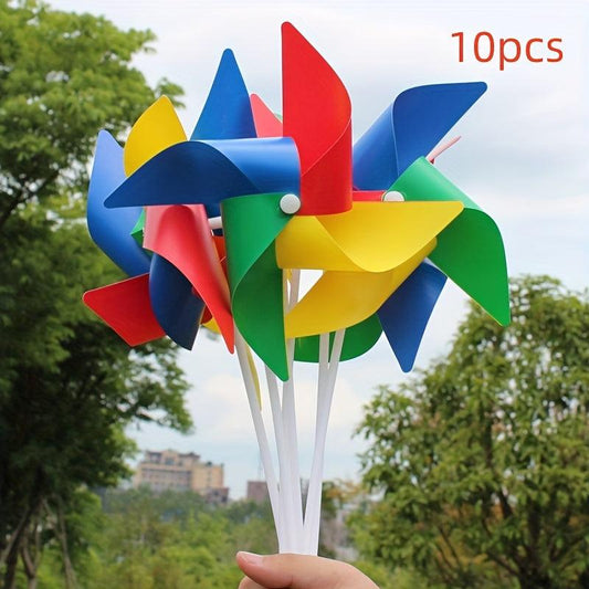 Colorful Windmill Toy for Outdoor Garden Decoration - Pack of 10