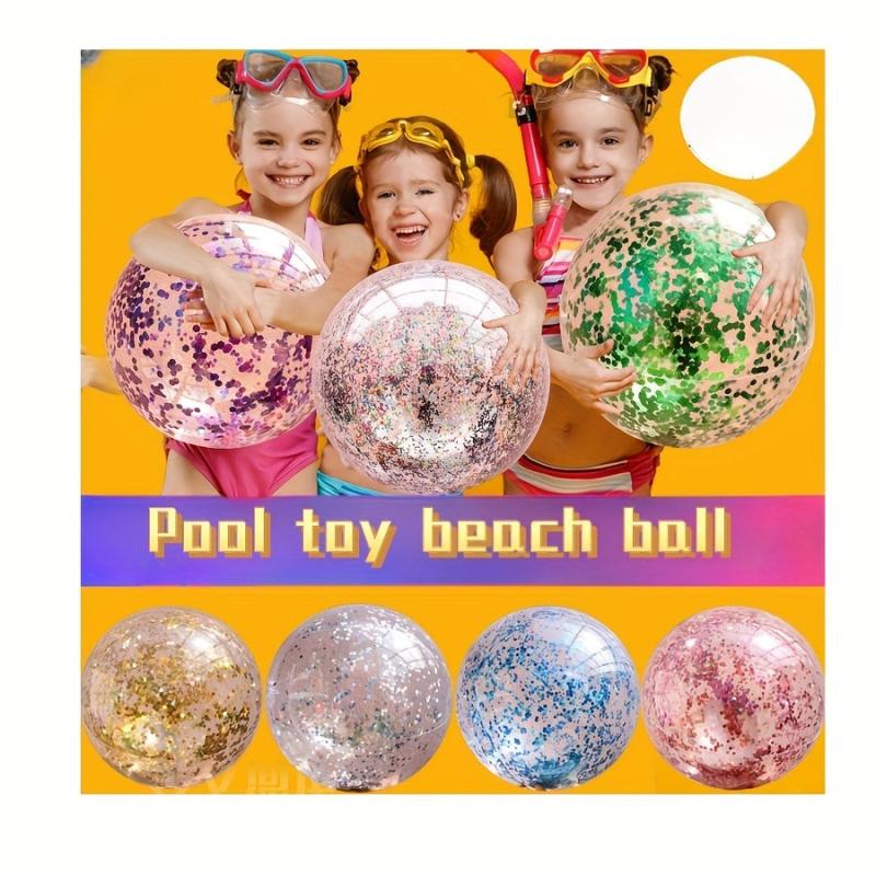 Inflatable Glitter Beach Ball Toy for Pool Party Outdoor Fun