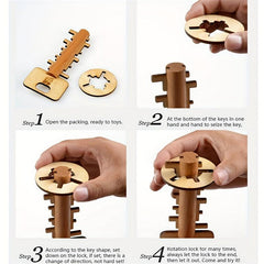 Wooden Toy Unlock Puzzle Key Funny Lock Toys