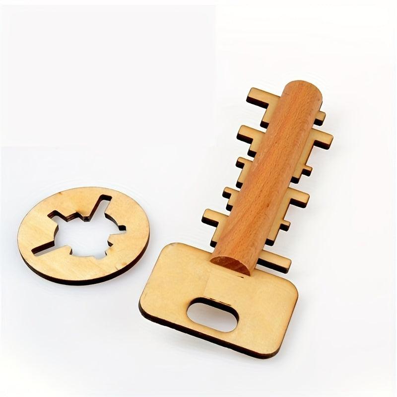 Wooden Toy Unlock Puzzle Key Funny Lock Toys