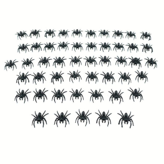 Pack of 50 Plastic Spiders for Realistic Halloween Decor