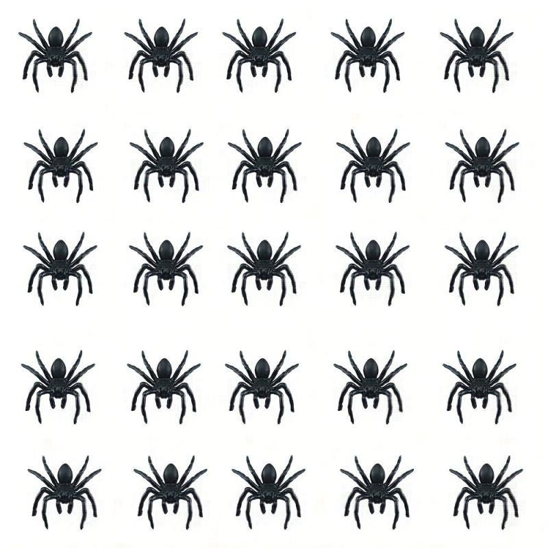 Pack of 50 Plastic Spiders for Realistic Halloween Decor