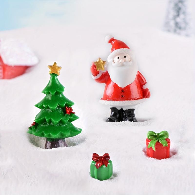 4pcs Mini Santa Clause Xmas Micro Landscape Ornaments