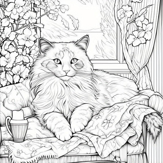 40pcs Cat and Quilt Coloring Book for Halloween, Thanksgiving, Christmas