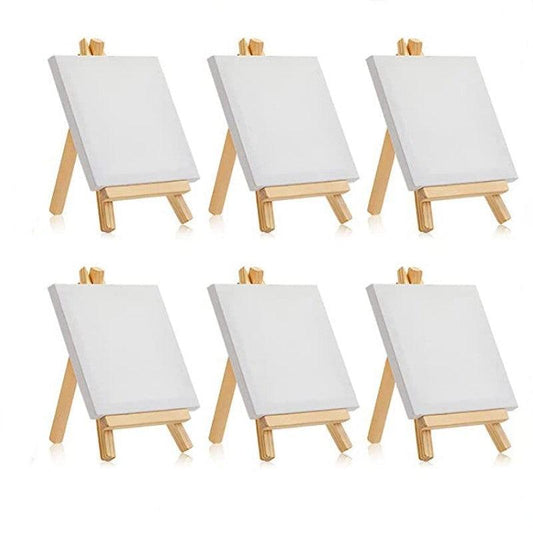 6pcs Mini Canvas & Easel Set 10x16 for Painting & DIY