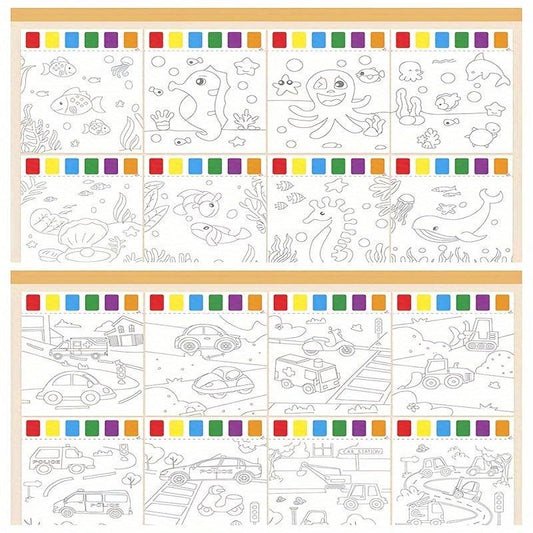 8pcs Water Painting Book No Mess Coloring Book for Kids