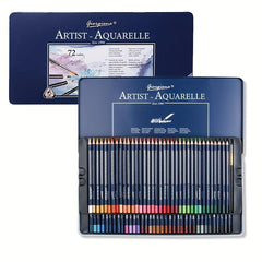 72Pcs Water Soluble Colored Pencils Set with Iron Case