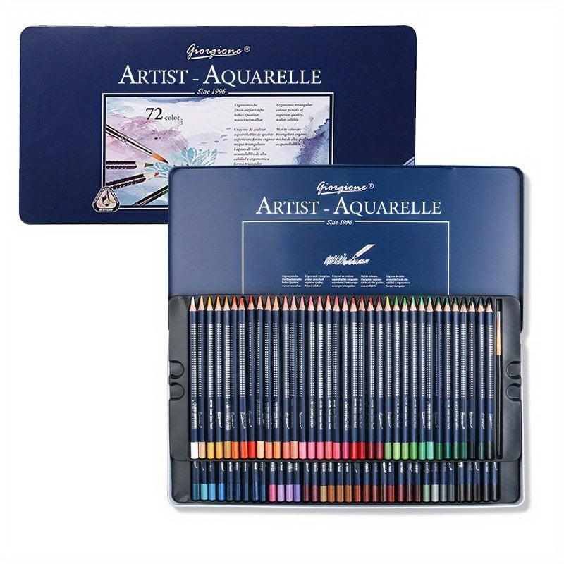 72Pcs Water Soluble Colored Pencils Set with Iron Case