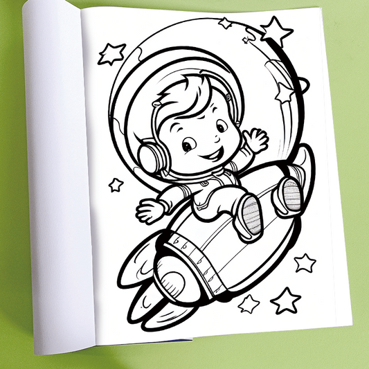 Astronaut Theme Kids Coloring Book 30 Pages