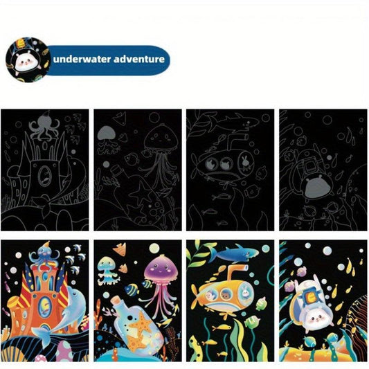 4pcs Scratch Art For Kids Rainbow Scratch Paper Children's Drawing Kit