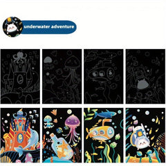 4pcs Scratch Art For Kids Rainbow Scratch Paper Children's Drawing Kit