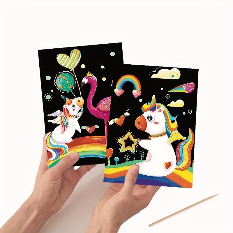 4pcs Scratch Art For Kids Rainbow Scratch Paper Children's Drawing Kit