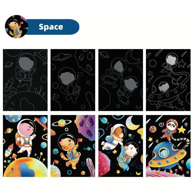 4pcs Scratch Art For Kids Rainbow Scratch Paper Children's Drawing Kit