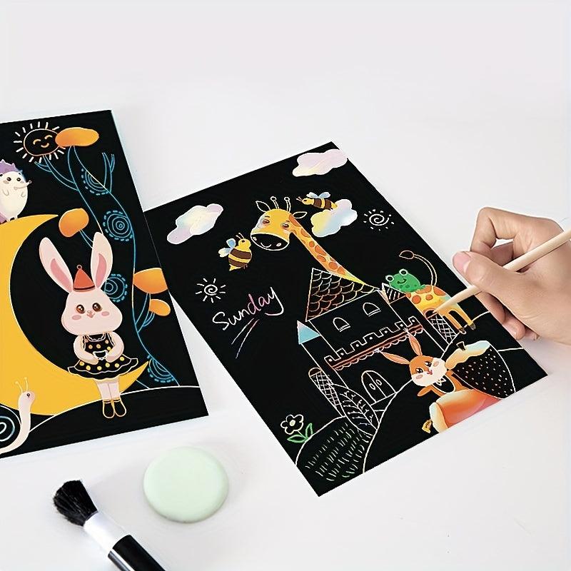 4pcs Scratch Art For Kids Rainbow Scratch Paper Children's Drawing Kit