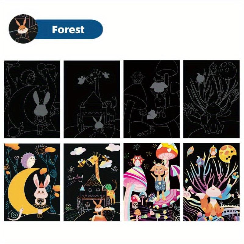4pcs Scratch Art For Kids Rainbow Scratch Paper Children's Drawing Kit