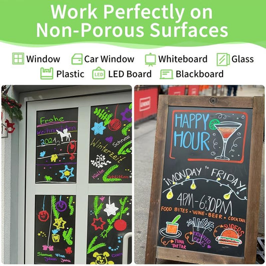 8 Colors Washable Chalk Window Marker Pens Assorted