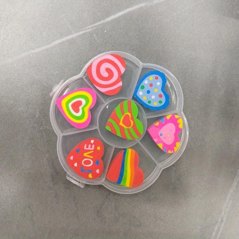 7pcs Plum Boxed Kids Learning & Painting Toys Stationery Erasers