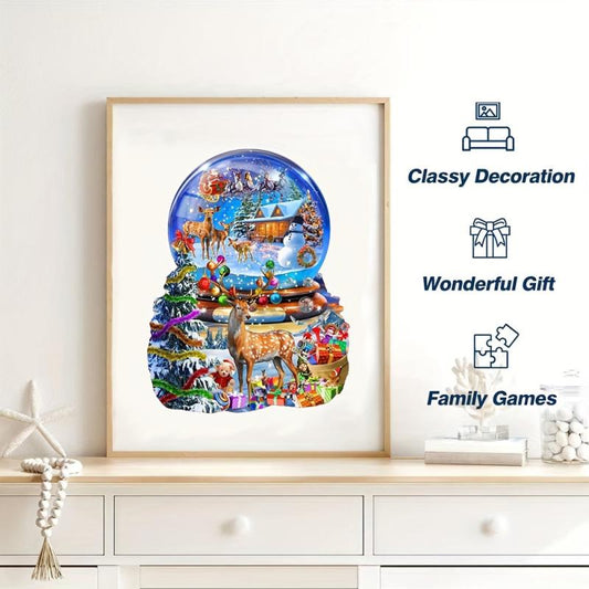 Christmas Deer Wooden Jigsaw Puzzle Animal Shaped Stress Relief Toy