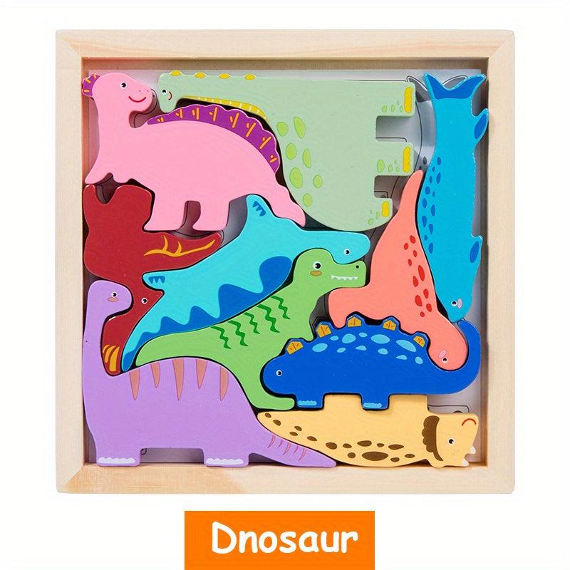 3D Wooden Animal Puzzles Building Blocks Toys