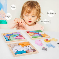 3D Wooden Animal Puzzles Building Blocks Toys
