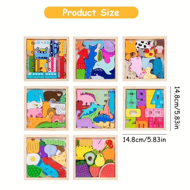 3D Wooden Animal Puzzles Building Blocks Toys