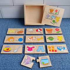 Montessori Wooden Puzzle Box Animals And Food