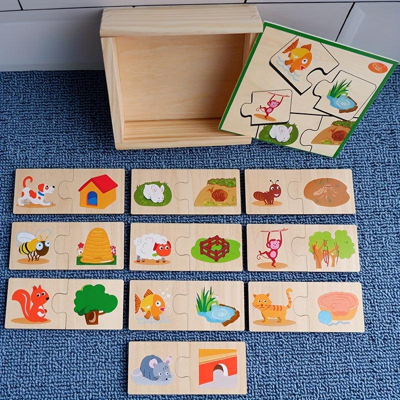 Montessori Wooden Puzzle Box Animals And Food