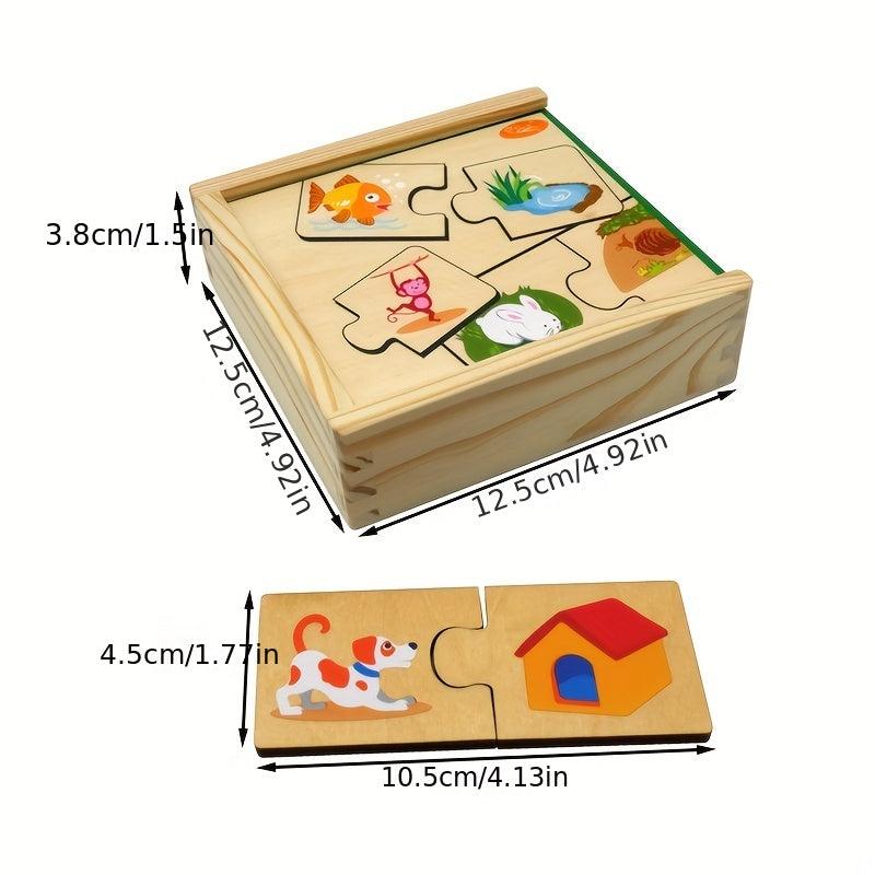 Montessori Wooden Puzzle Box Animals And Food