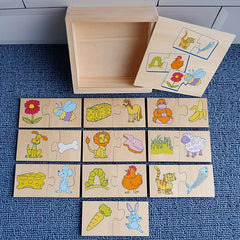 Montessori Wooden Puzzle Box Animals And Food