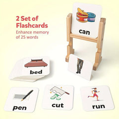 Wooden Rotating Letter Puzzle Building Blocks Short Vowel Spelling Words Gift