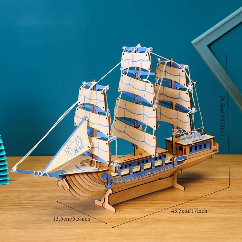 3D Wooden Pirate Ship Puzzle DIY Adult Toy Model Decoration