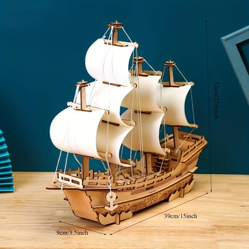 3D Wooden Pirate Ship Puzzle DIY Adult Toy Model Decoration