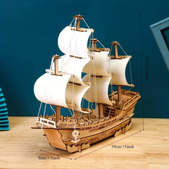 3D Wooden Pirate Ship Puzzle DIY Adult Toy Model Decoration