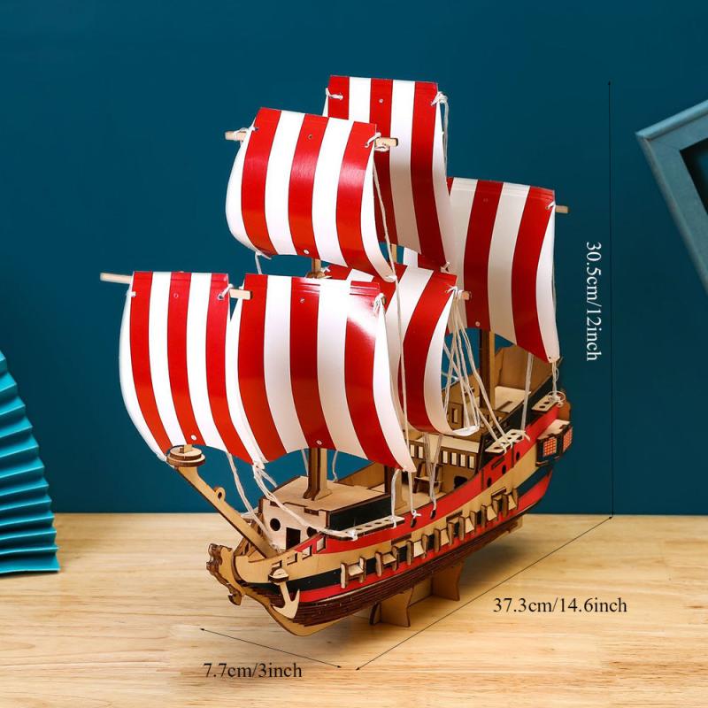 3D Wooden Pirate Ship Puzzle DIY Adult Toy Model Decoration
