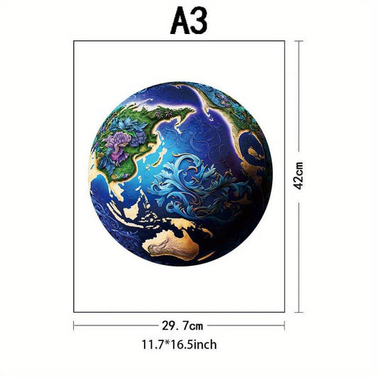 Wooden Earth Jigsaw Puzzle for Adults and Kids