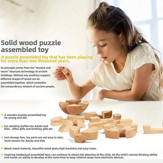Wooden Puzzle Magic Ball Brain Teaser Toy Intelligence Game Ball Puzzle