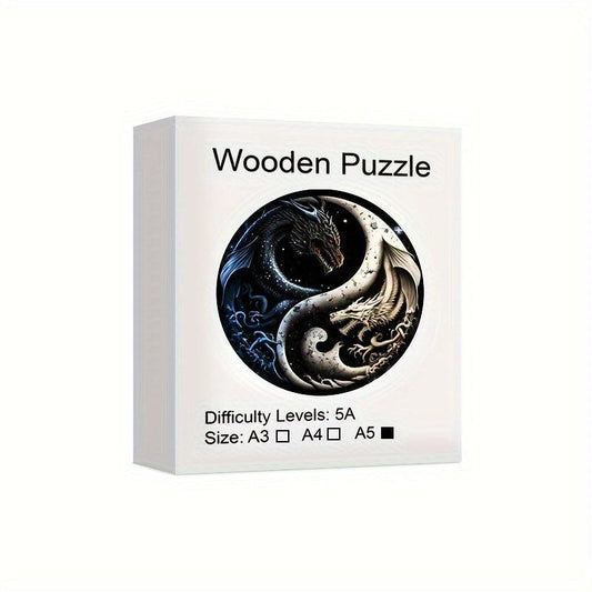 Dragon Yin Yang Wooden Puzzle Special Shaped Animal Puzzle
