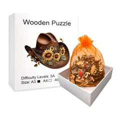 Western Cowboy Hat Wooden Puzzle Creative Alien Birthday Gift