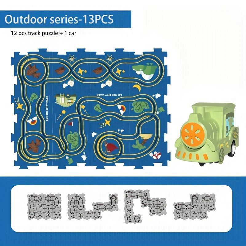 Kids' Puzzle Track Car Jigsaw Toy Gift Set