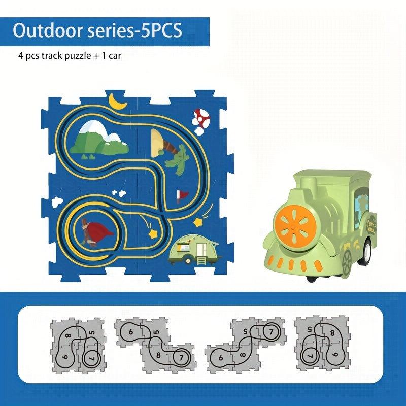 Kids' Puzzle Track Car Jigsaw Toy Gift Set
